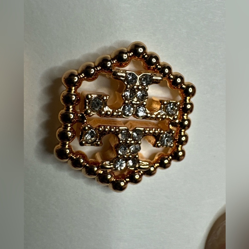 Tory Burch New Hex Pavé Rose Gold Stud Earrings in rose gold-tone brass - Picture 7 of 8